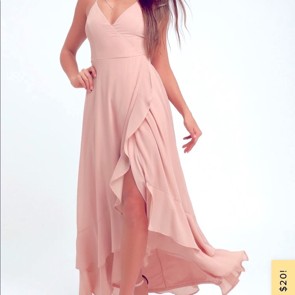 Lulus Dresses & Skirts - Lulu’s In Love Forever Light Blush Lace-up High-low Maxi Dress